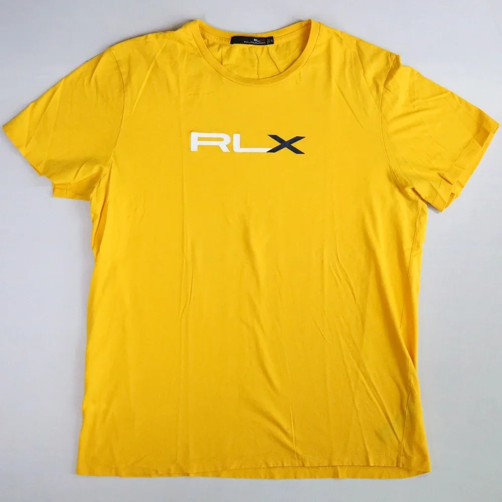 RLX Ralph Lauren T-Shirt Mens XL Yellow Short Sleeve Cotton Logo‎ Graphic Tee